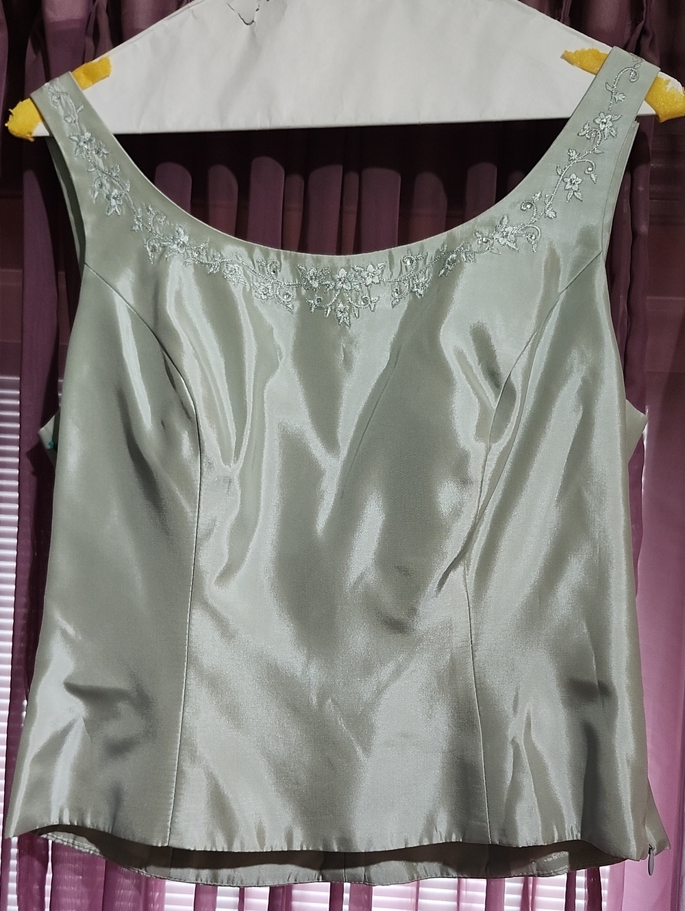 Michaelangelo Mint Green Satin Sleeveless Top 6